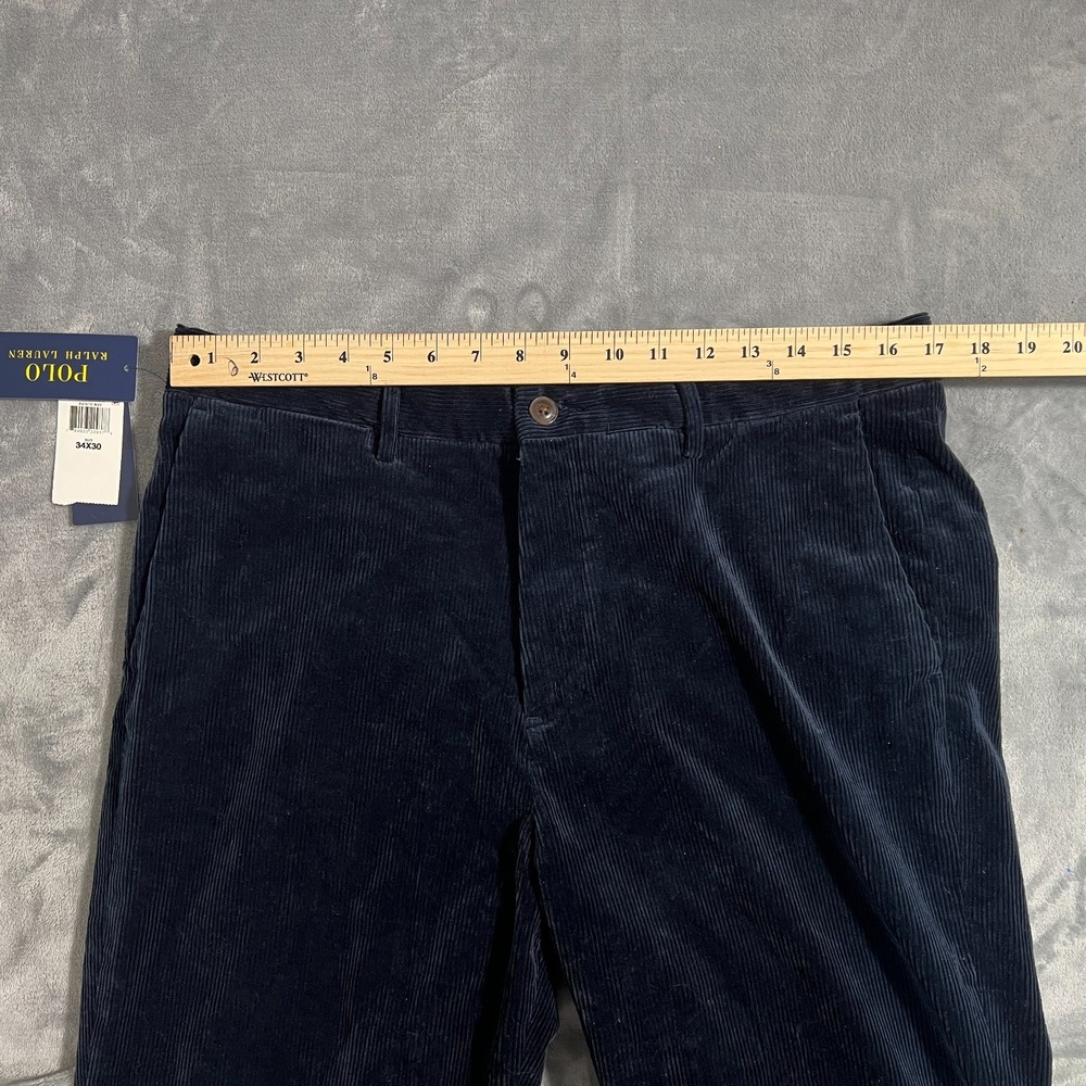 Polo Ralph Lauren Corduroy Pants Mens 34x30 New Navy Blue Chino Straight Stretch - Picture 11 of 14